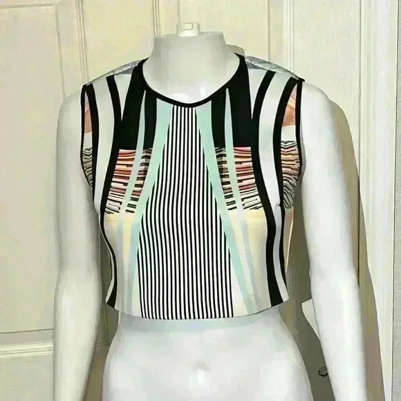 Clover Canyon Desert Home Sleeveless Psychedelic Crop Top Neoprene Floral - Picture 6 of 8